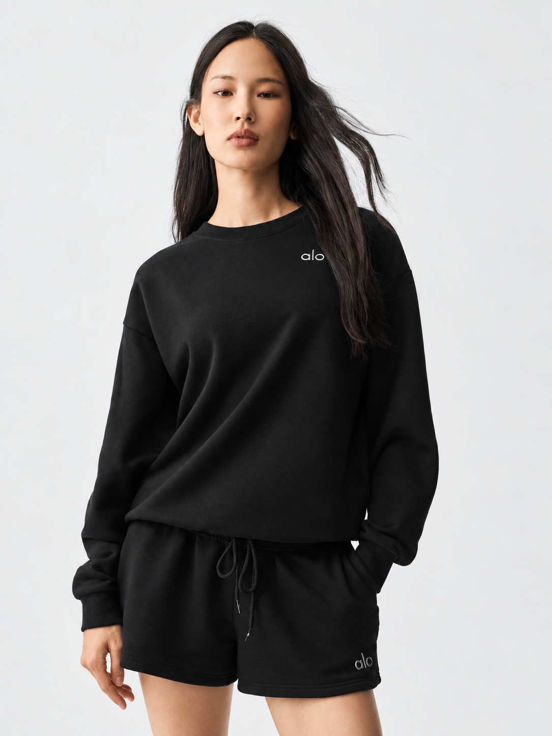 ALO Accolade Crew Neck Pullover – Black