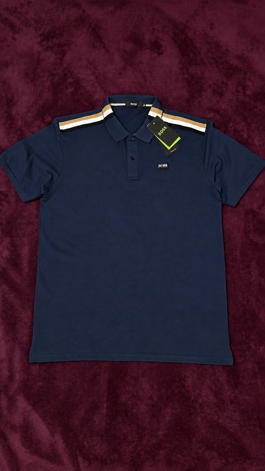 BOSS Polo Azul Franjas Tricolor