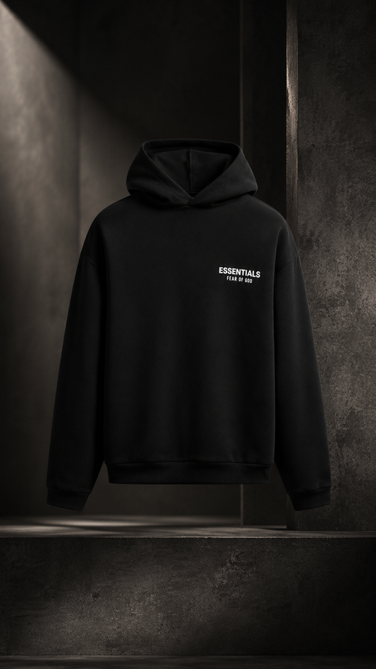 ESSENTIALS HOODIE — BLACK SS24