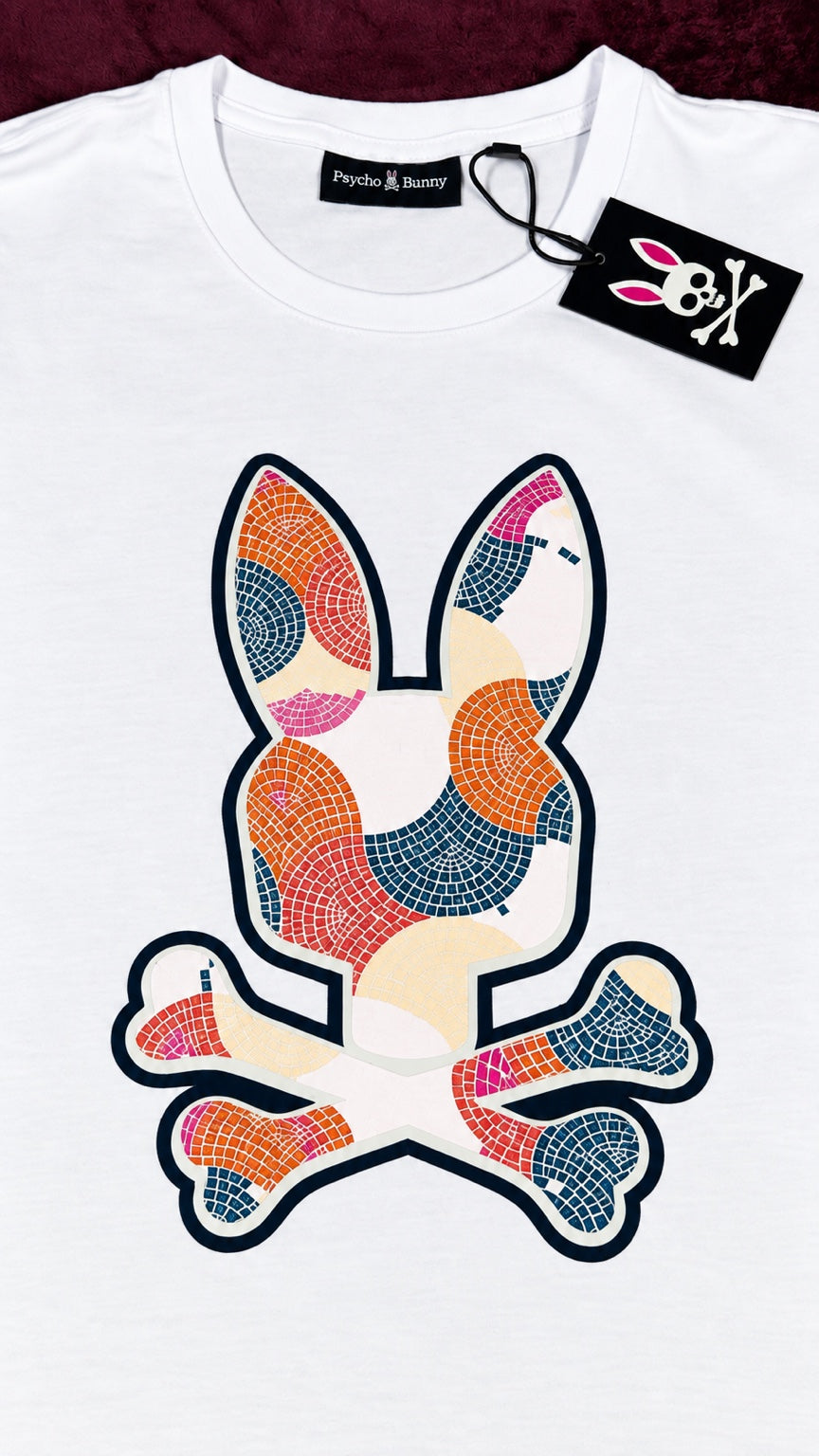 Psycho Bunny Mosaico Multicolor Blanca