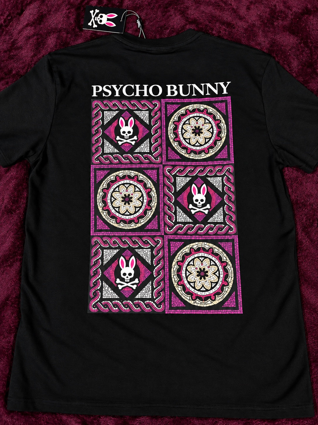 Psycho Bunny Mosaico Ornamental Rosa Negra