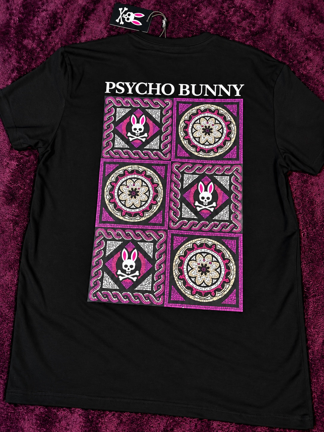 Psycho Bunny Mosaico Ornamental Rosa Negra