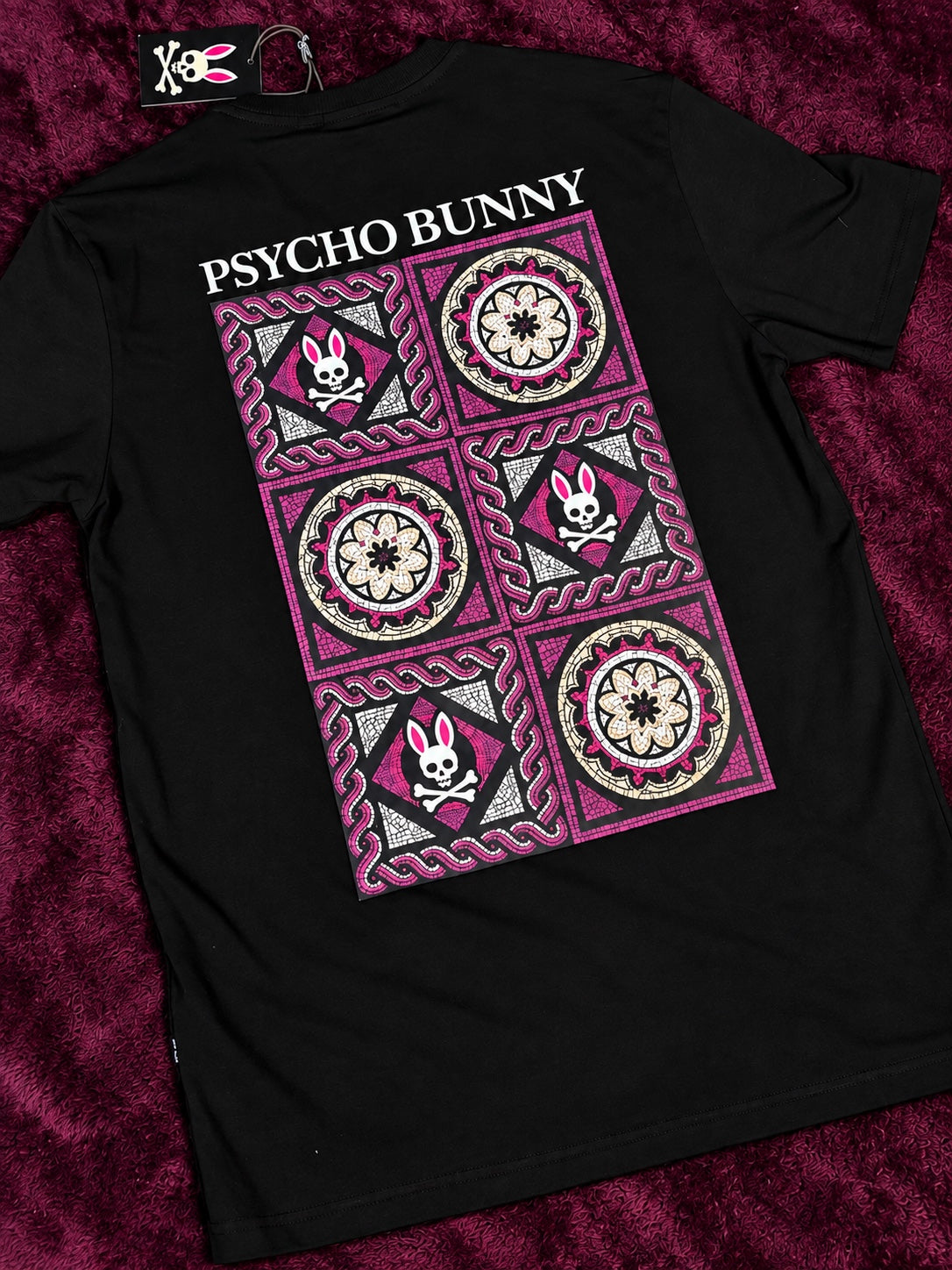 Psycho Bunny Mosaico Ornamental Rosa Negra