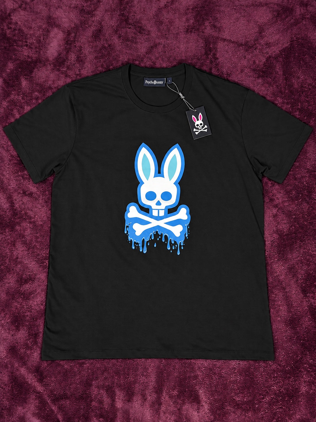 Psycho Bunny Negra Logo Azul Goteando